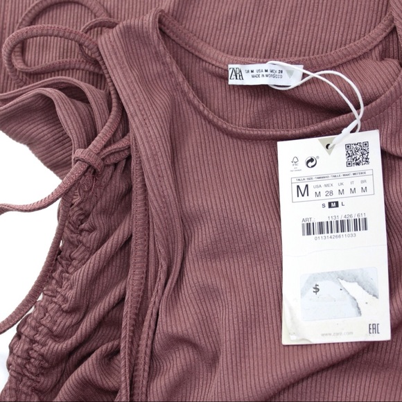 Zara TRF Longline Mauve Purple Ruched Gathered Top - Picture 6 of 8